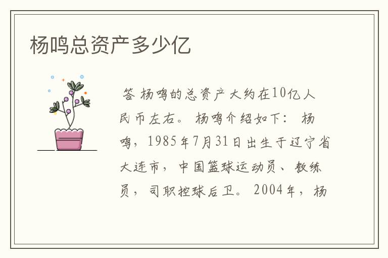 杨鸣总资产多少亿