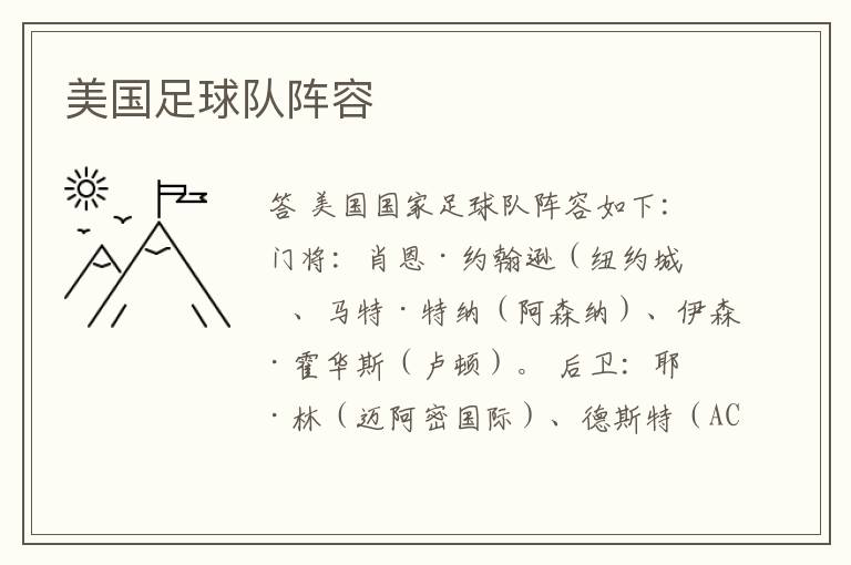 美国足球队阵容