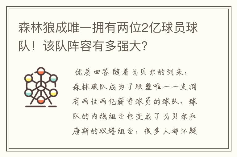 森林狼成唯一拥有两位2亿球员球队!该队阵容有多强大?