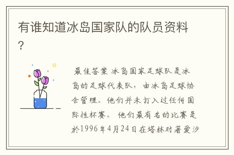 有谁知道冰岛国家队的队员资料?