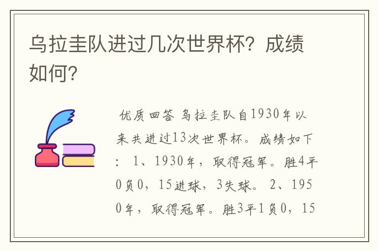 乌拉圭队进过几次世界杯?成绩如何?