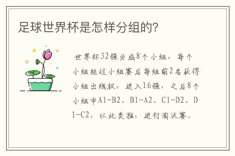 足球世界杯是怎样分组的?
