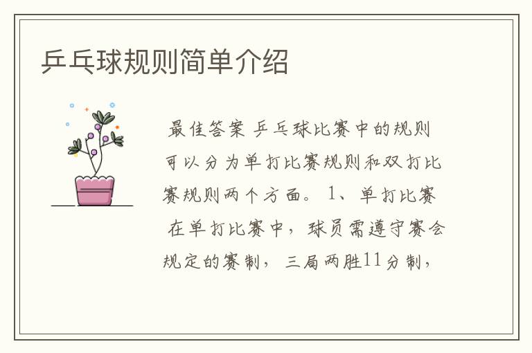 乒乓球规则简单介绍