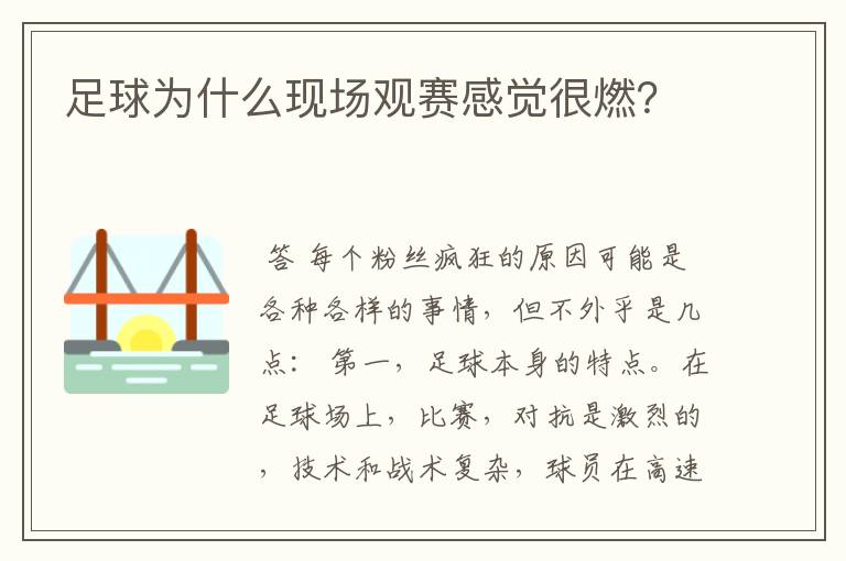 足球为什么现场观赛感觉很燃?