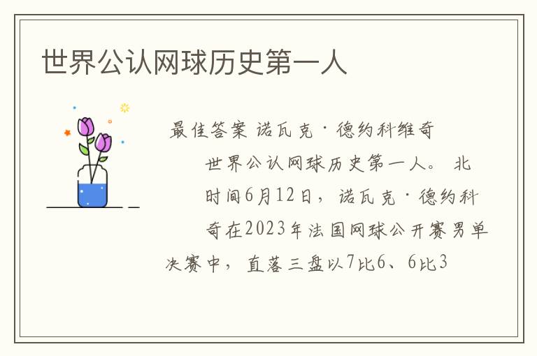 世界公认网球历史第一人