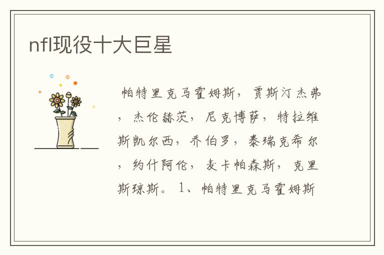 nfl现役十大巨星