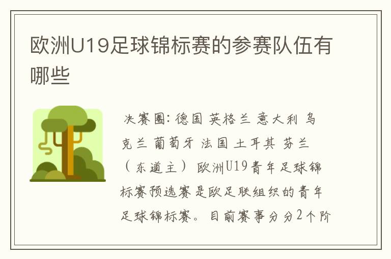 欧洲U19足球锦标赛的参赛队伍有哪些