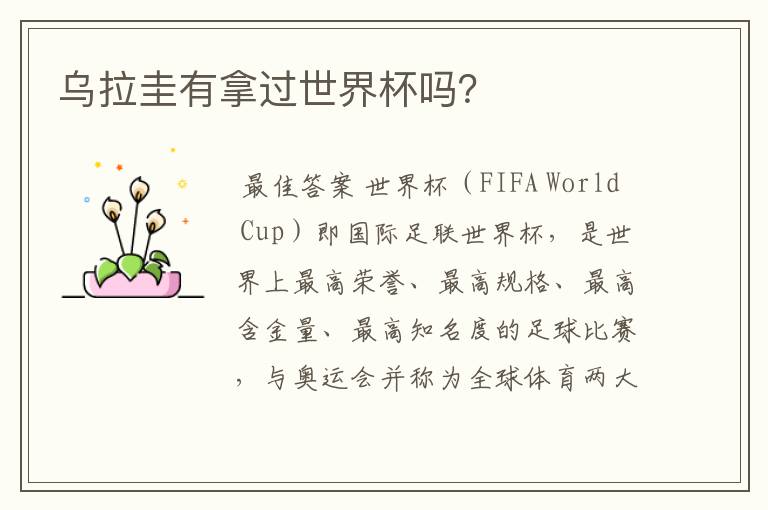 乌拉圭有拿过世界杯吗?