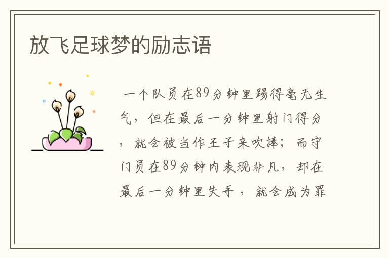 放飞足球梦的励志语