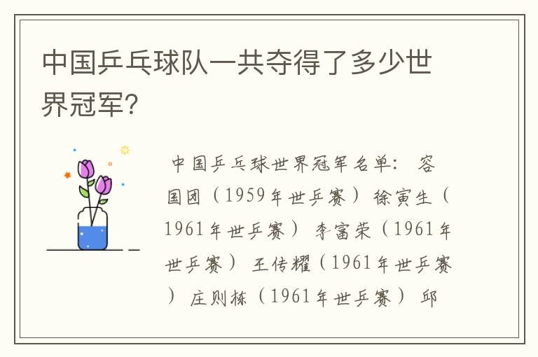 中国乒乓球队一共夺得了多少世界冠军?