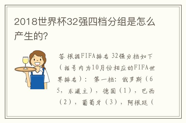 2018世界杯32强四档分组是怎么产生的?