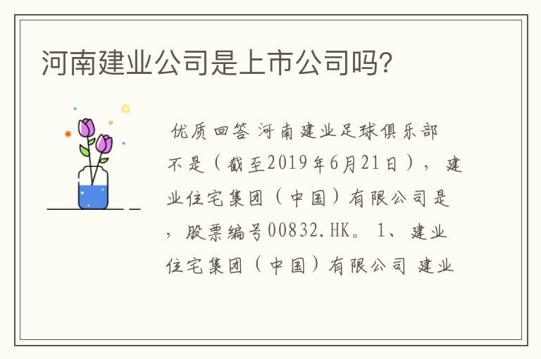 河南建业公司是上市公司吗?