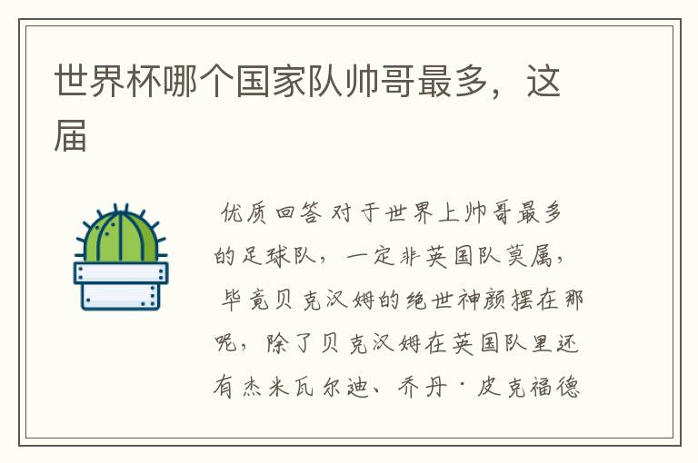 世界杯哪个国家队帅哥最多,这届