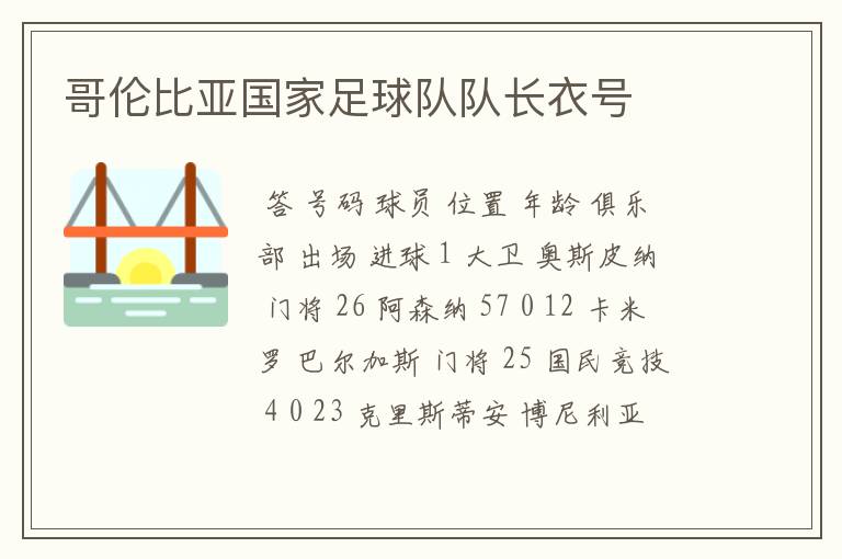 哥伦比亚国家足球队队长衣号