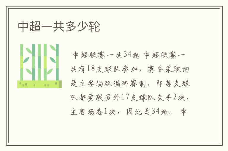 中超一共多少轮