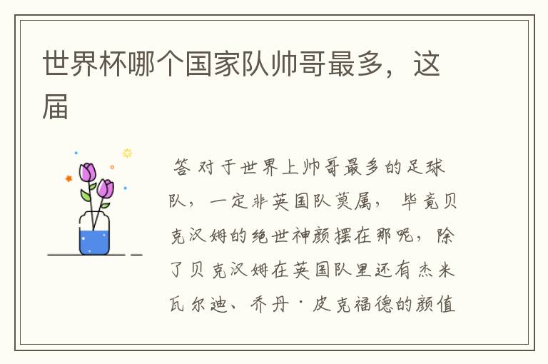 世界杯哪个国家队帅哥最多，这届