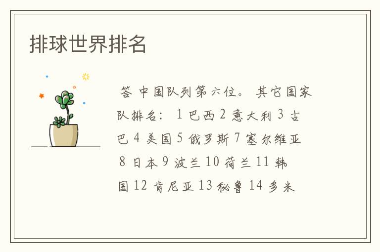 排球世界排名