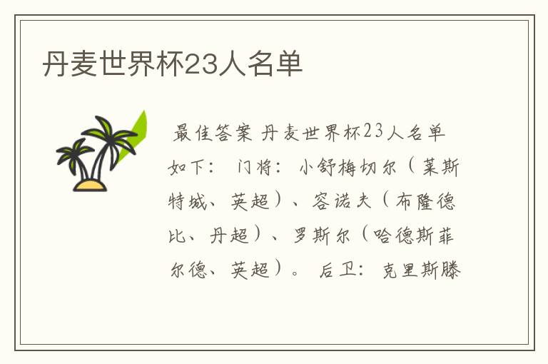 丹麦世界杯23人名单