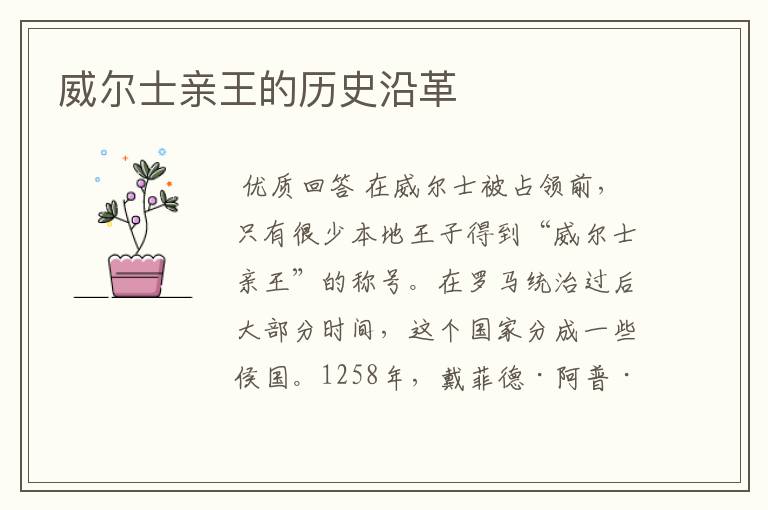 威尔士亲王的历史沿革