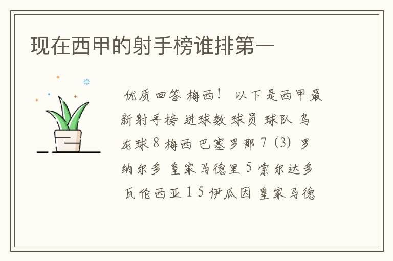 现在西甲的射手榜谁排第一