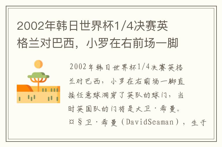 2002年韩日世界杯1/4决赛英格兰对巴西,小罗在右前场一脚直接任意球洞穿了英队的球门,问当时英队的门将是