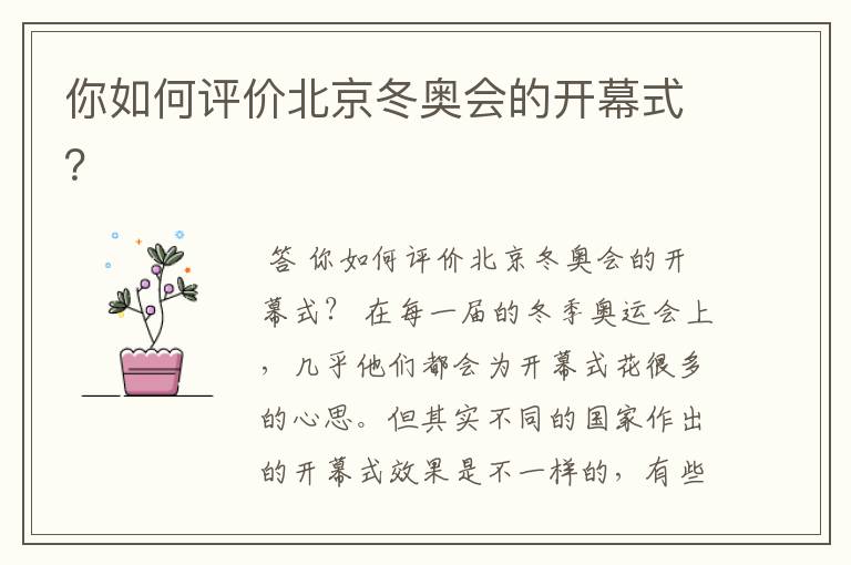 你如何评价北京冬奥会的开幕式？