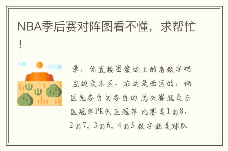 NBA季后赛对阵图看不懂,求帮忙!