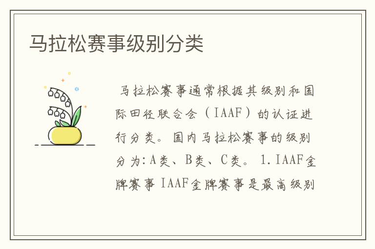 马拉松赛事级别分类