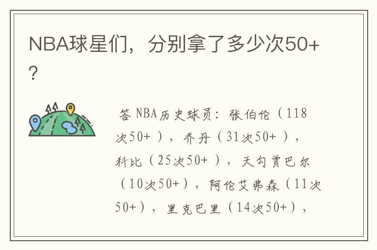NBA球星们,分别拿了多少次50+?