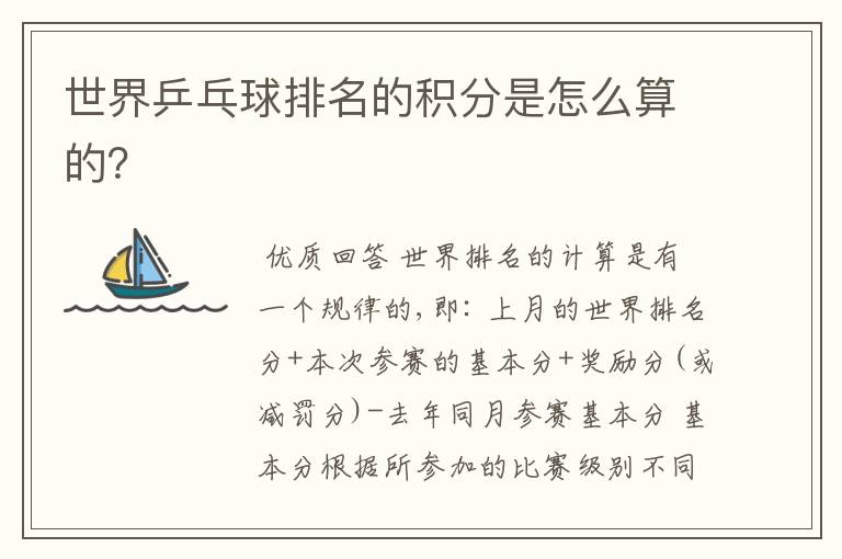 世界乒乓球排名的积分是怎么算的?