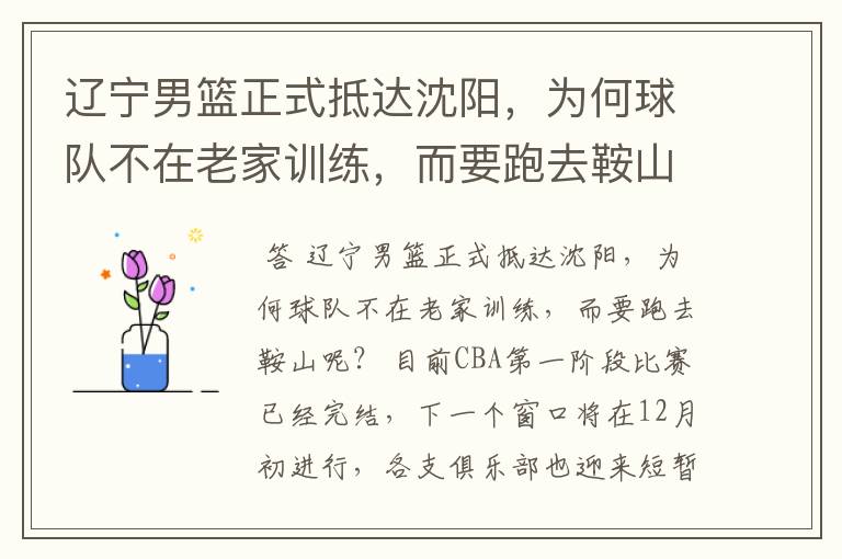 辽宁男篮正式抵达沈阳,为何球队不在老家训练,而要跑去鞍山呢?