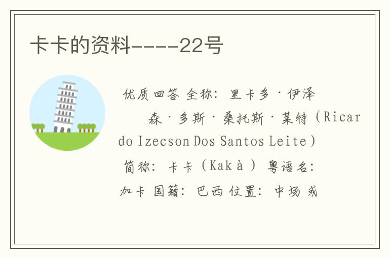 卡卡的资料----22号