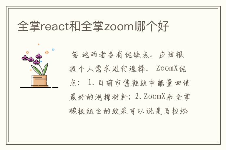 全掌react和全掌zoom哪个好
