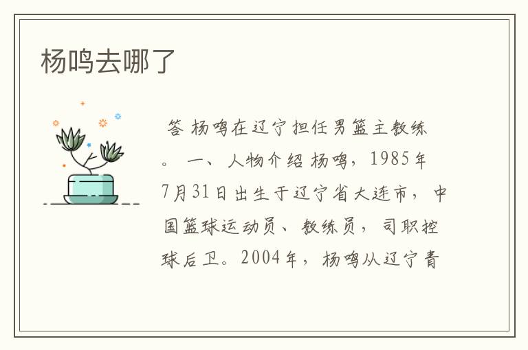 杨鸣去哪了