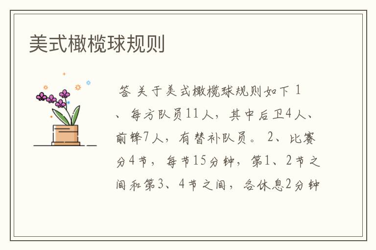 美式橄榄球规则