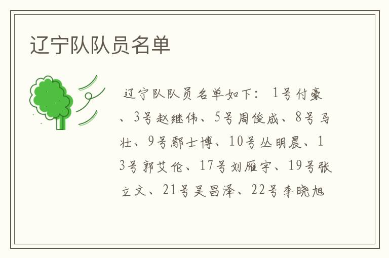 辽宁队队员名单