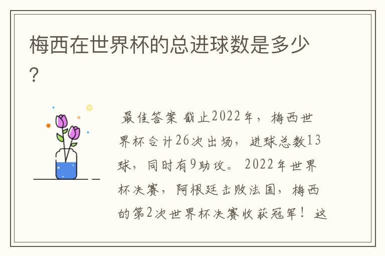 梅西在世界杯的总进球数是多少?