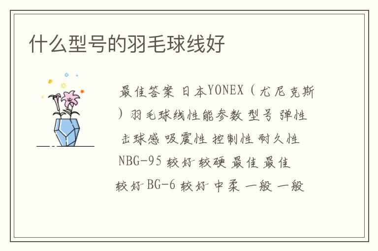 什么型号的羽毛球线好