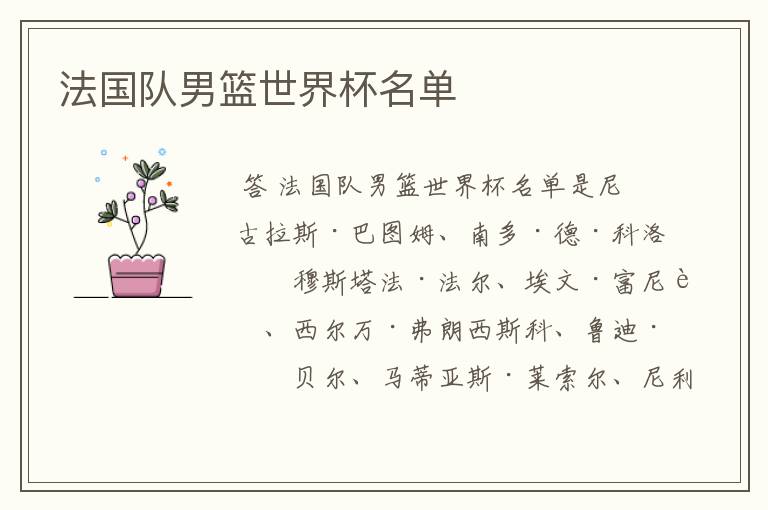 法国队男篮世界杯名单