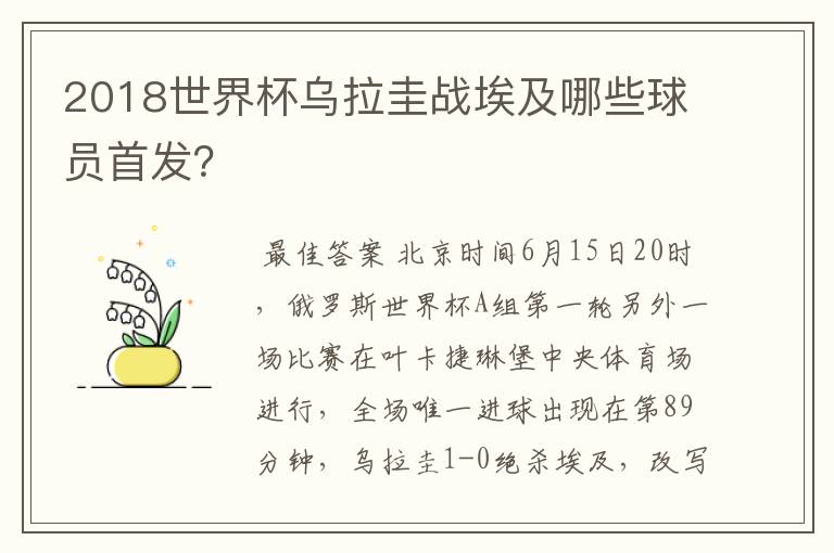 2018世界杯乌拉圭战埃及哪些球员首发?