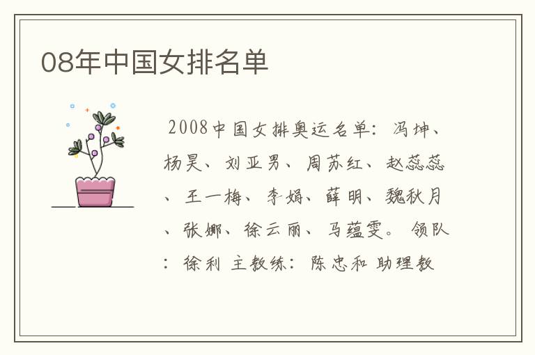 08年中国女排名单