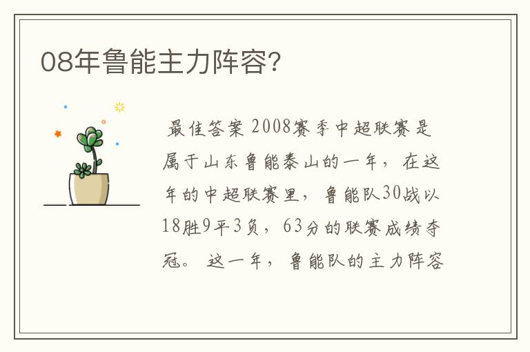 08年鲁能主力阵容?