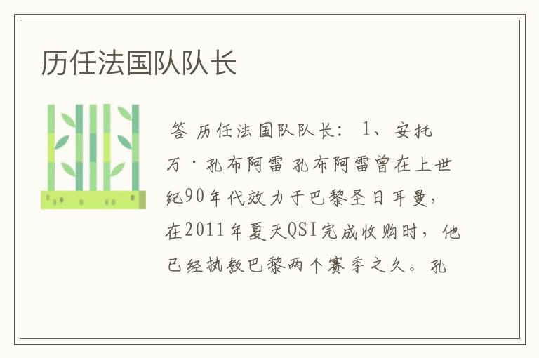 历任法国队队长