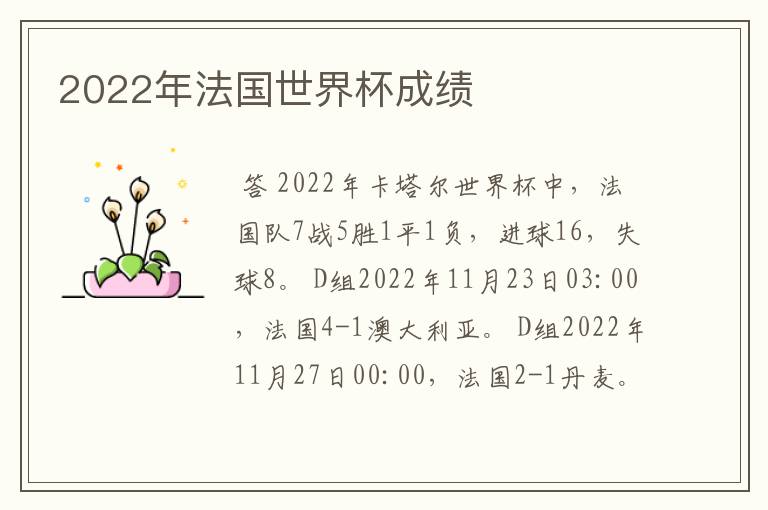 2022年法国世界杯成绩