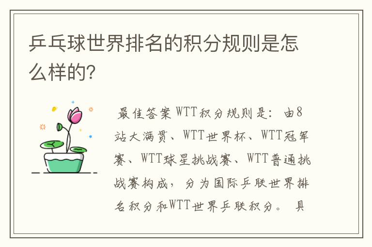 乒乓球世界排名的积分规则是怎么样的?