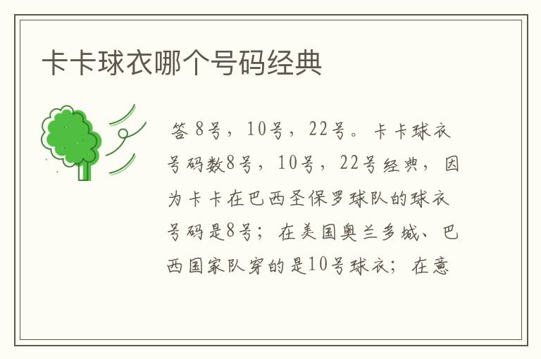 卡卡球衣哪个号码经典