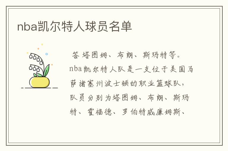 nba凯尔特人球员名单