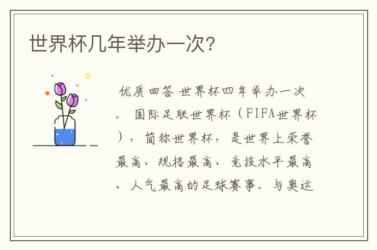 世界杯几年举办一次?