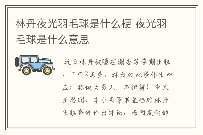 林丹夜光羽毛球是什么梗 夜光羽毛球是什么意思