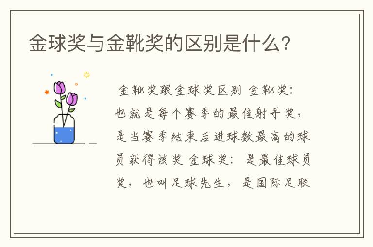 金球奖与金靴奖的区别是什么?